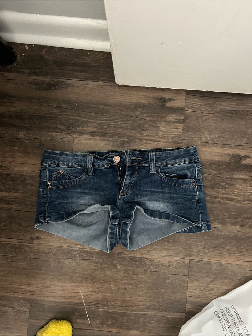 Source Unknown Dark Blue Distressed Denim Shorts